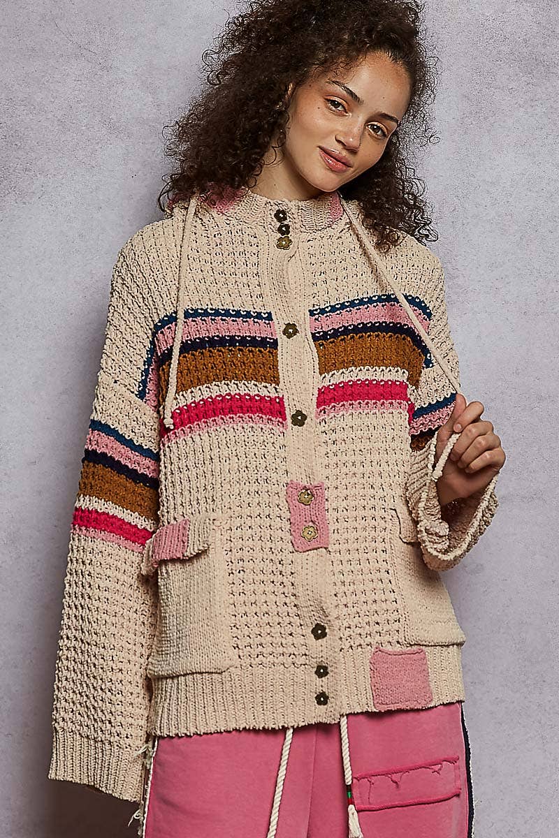 Striped Hoodie Cardigan