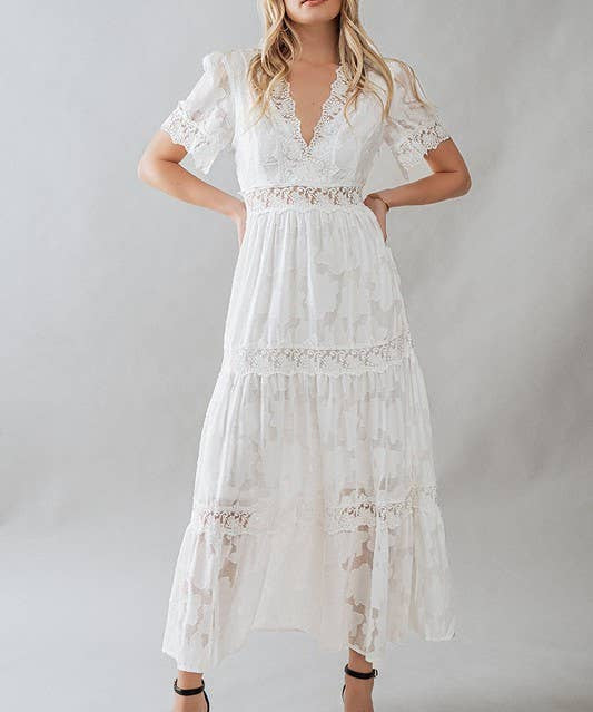 Lace Trim Maxi Dress