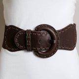 Distressed Wide Stitch Elastic Belt