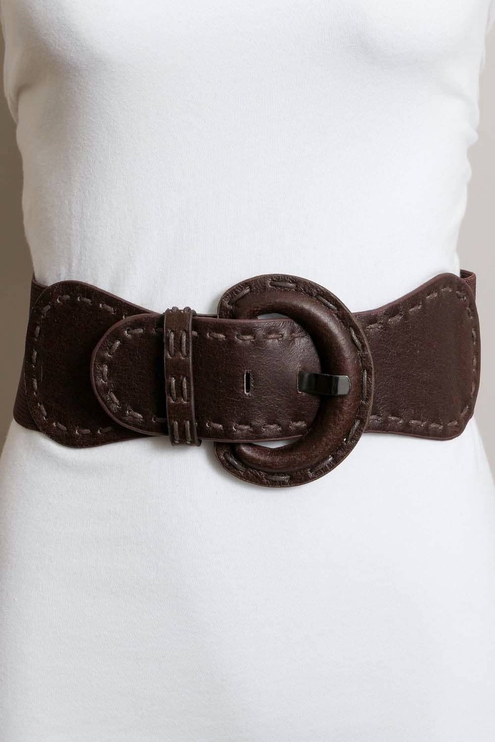 Distressed Wide Stitch Elastic Belt