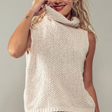 Sleeveless Cowl Neck Crochet Top