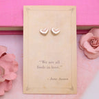 Literary Quotes Heart Post Earrings