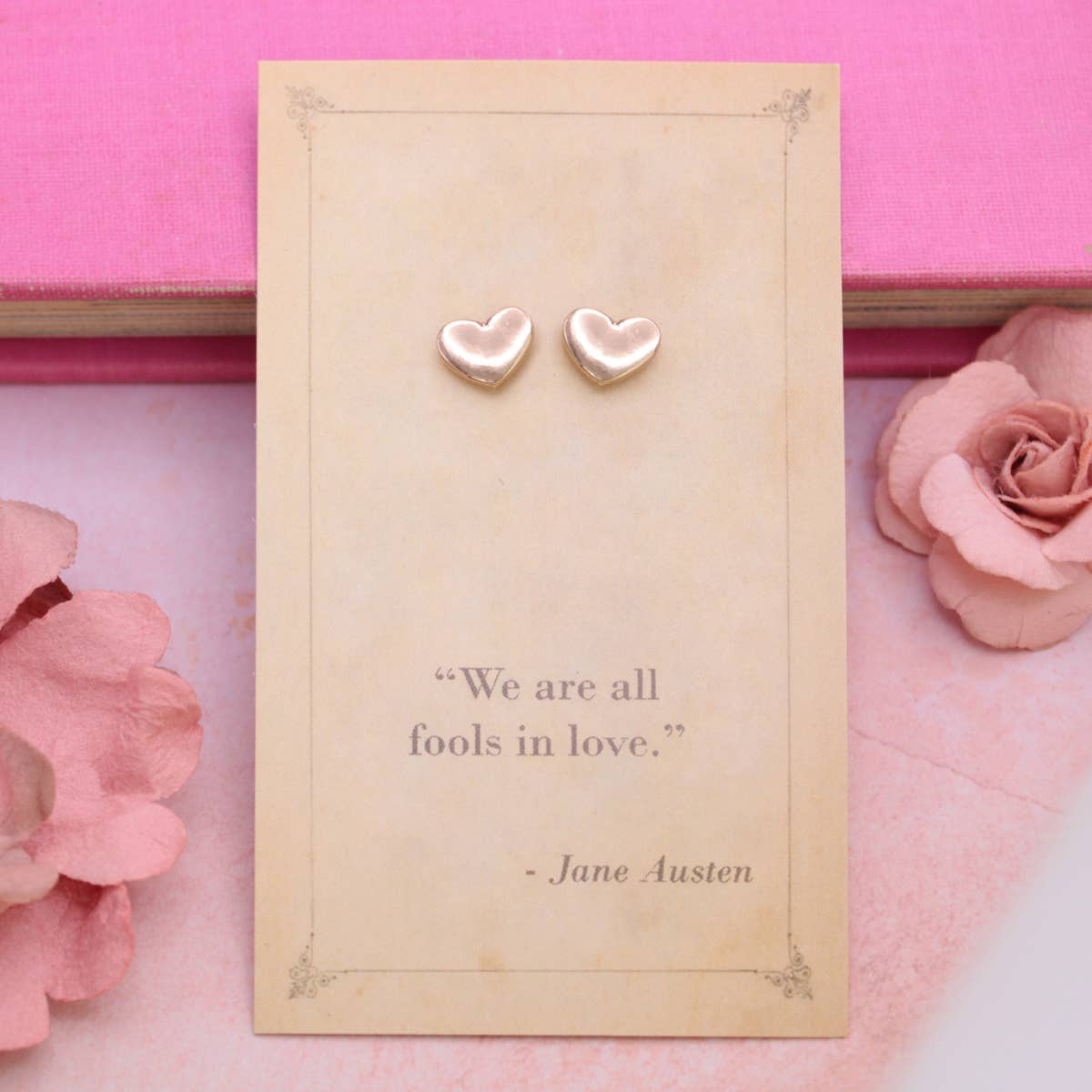 Literary Quotes Heart Post Earrings