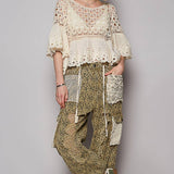 Floral Eyelet Cropped Blouse