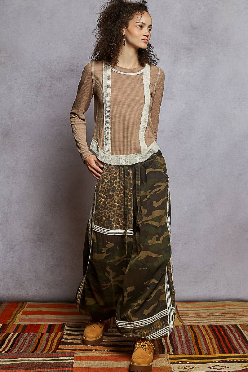 Eyelet Panel Rib Knit Top