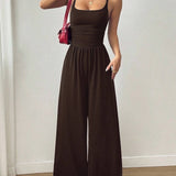 Cross Strap Halter Neck Backless Wide-Leg Jumpsuit