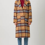 60871 Fuzzy Plaid Long Coat