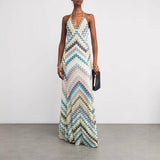 Bohemian Herringbone Spaghetti Strap Crochet Maxi Dress