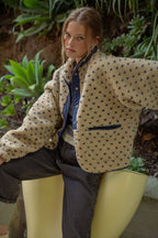 Button Front Polka Dot Sherpa Jacket