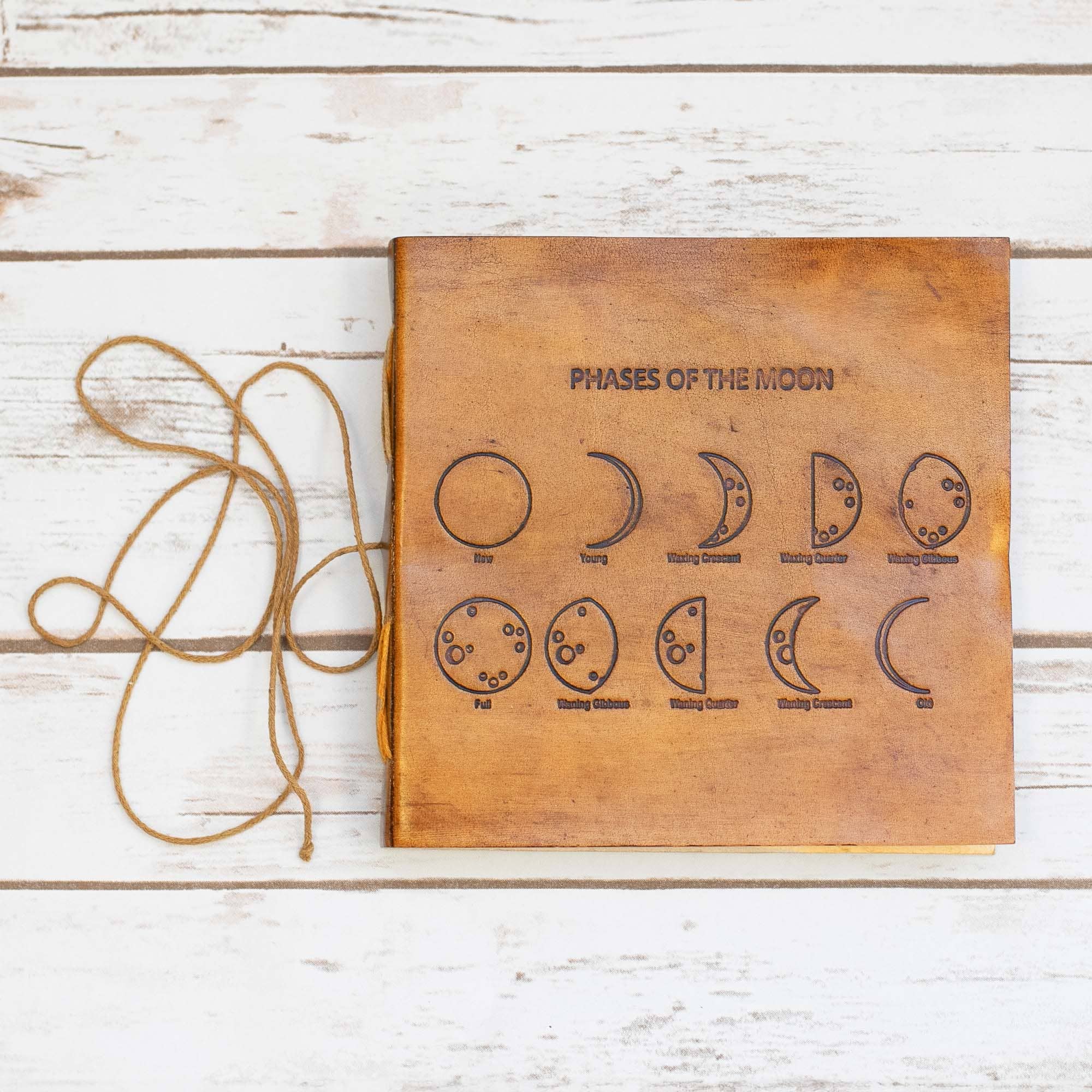 Leather Journal Artists Embossed - Moon Phases 7x7