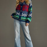 Navy & Multicolored Patterned Cardigan