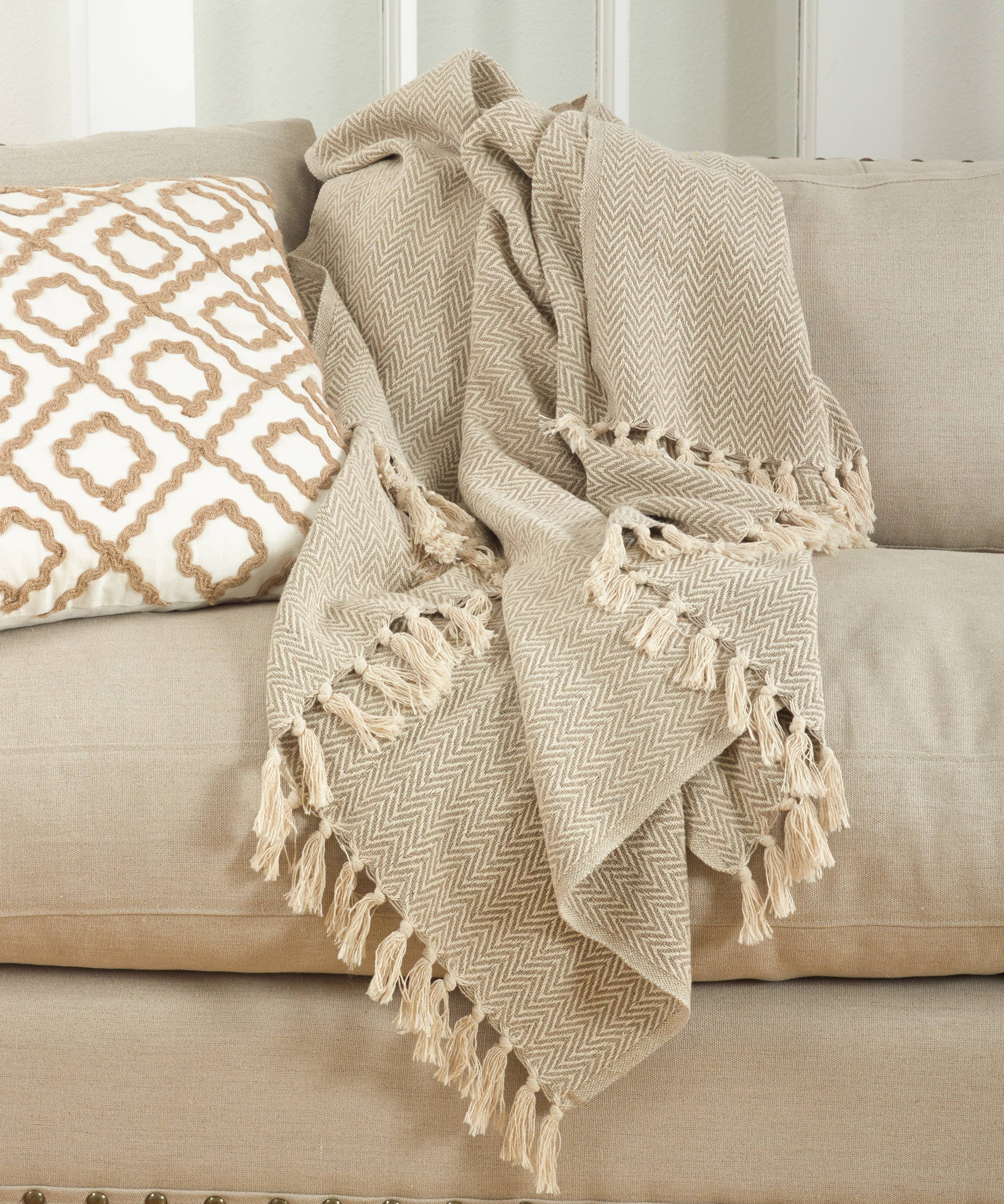 Soft Cotton Chevron Throw