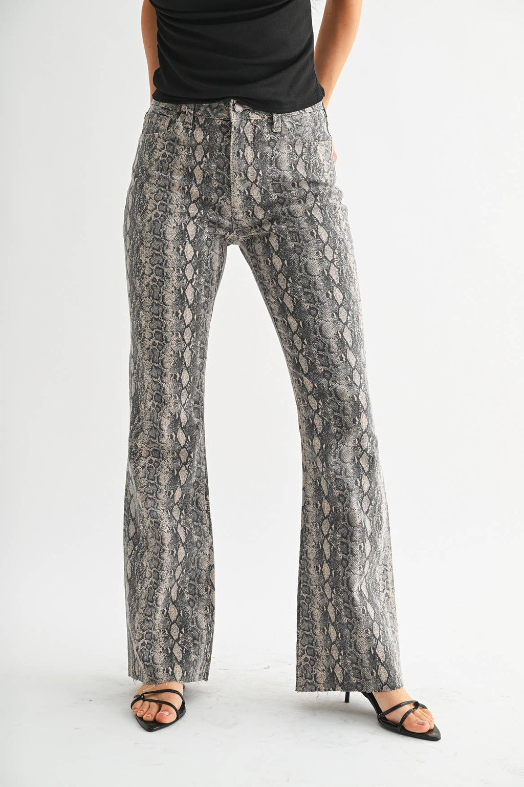 Flare Snake Print Trousers