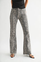 Flare Snake Print Trousers