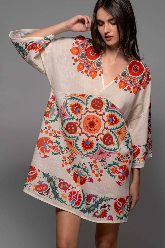 Medallion Bell Sleeve Dress