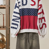 United States Patch work Oversized Zip Hoodie