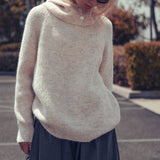 Ribbed Knit Sweater & Hooded Scarf Set