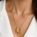 Muse Non-Tarnish Gold Sun Necklace