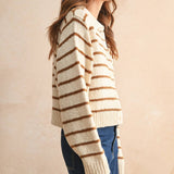 Button Front Striped Cardigan