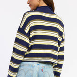 STRIPED FUNNEL NECK CARDIGAN