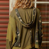 Floral Panel Knit Hoodie