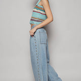 Stud Detail Twill Woven Pants