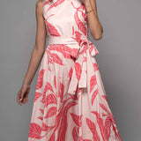 Tropical Leaf Print Midi Dress