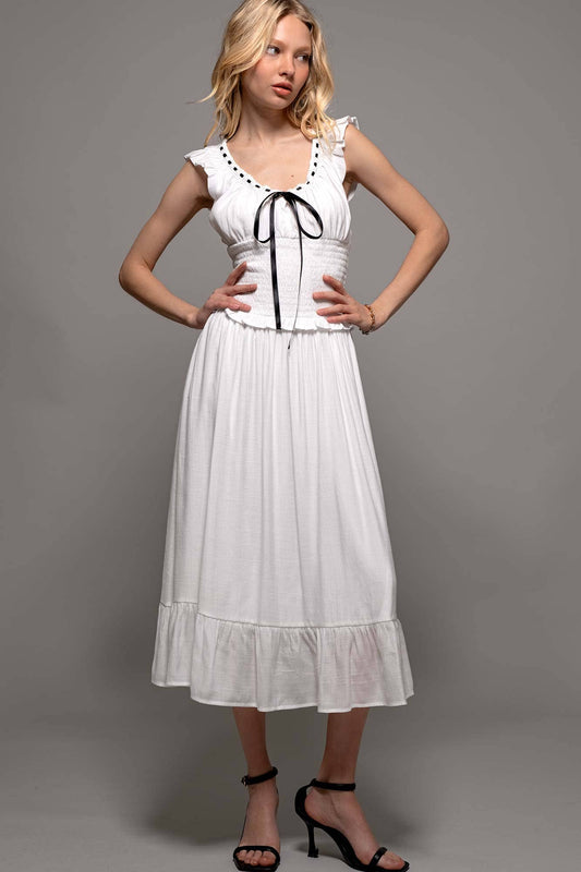 Vintage-Inspired Smocked Ruffle Dotted Dress