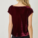 61197 Velvet Cowl Neck Top