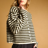 J7562   STRIPED BUTTON FRONT SWEATER CARDIGAN
