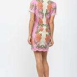 FLORAL TAPESTRY PATTERN SCALLOPED EDGE SWEATER DRESS FW10534