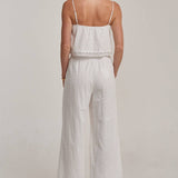 EYELET LACE CROPPED CAMI TOP AND WIDE LEG PANTS SUMMER SET