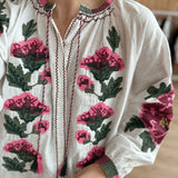 Rose Patterned Bohemian Blouse
