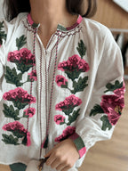 Rose Patterned Bohemian Blouse