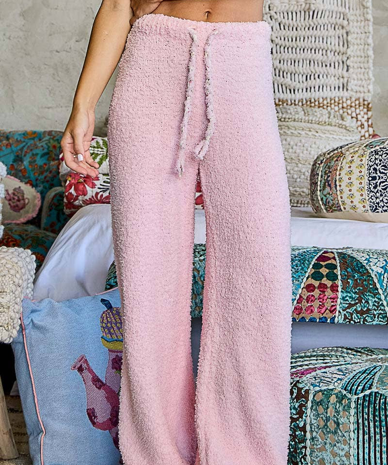 Solid Adjustable Drawstring Waist Casual Sweater Pants