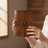 Handmade Leather Journal with Lock | Butterfly Embossed