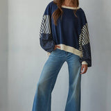 Knit Striped Floral Long Sleeve