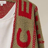 Colorblock Letter Print Cardigan
