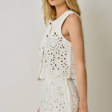 71098 Embroidered Eyelet Washed Vest