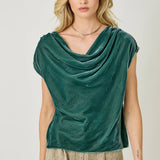 61197 Velvet Cowl Neck Top