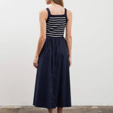 Striped Contrast Knit Midi Dress