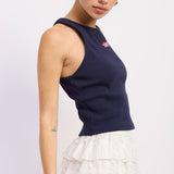 RACER BACK TANK TOP WTIH BEADING
