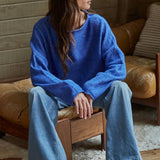 W2114 | Knit Sweater Rolled Round Neck Pullover Top