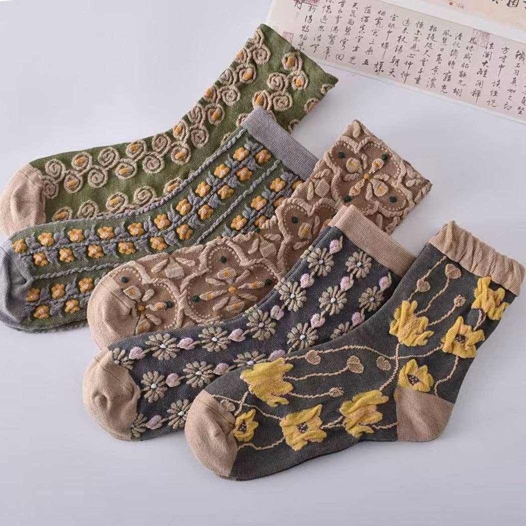 Floral Knit Socks