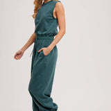 Drawstring Waist Sleeveless Jumpsuit