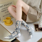 Vintage Embossed Floral Socks