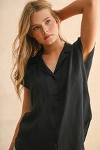 Button Down Rolled Sleeve Shirt