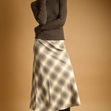 PLAID PRINTED STRETCH MAXI SKIRT