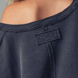 Raw Edge V-Neck Oversized Sweatshirt