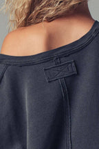 Raw Edge V-Neck Oversized Sweatshirt